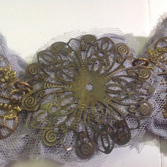 lenora dame Necklace Chunky Floral Mixed Elements Plum Statement Boho - Picture 15 of 15